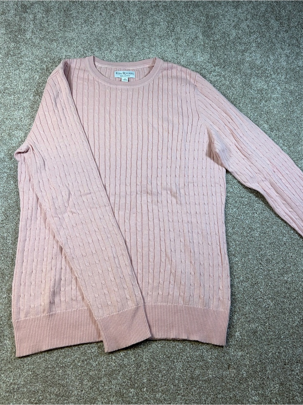 Kim Rogers Light Pink Cable Crewneck Sweater